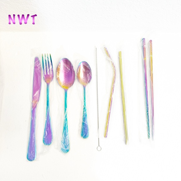 NWT-Reusable Travel Utensils Cutlery Set with Case, Pink - Picture 3 of 6